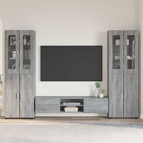 TV Cabinet Set FLORIN 3 pcs Grey Sonoma Engineered Wood vidaXL (1/5)