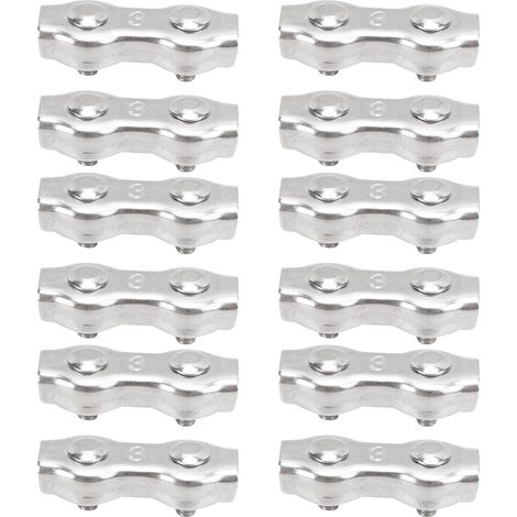 12 pinces en acier inoxydable pour câble M3, colliers doubles pour fixation de câble métallique (1/5)