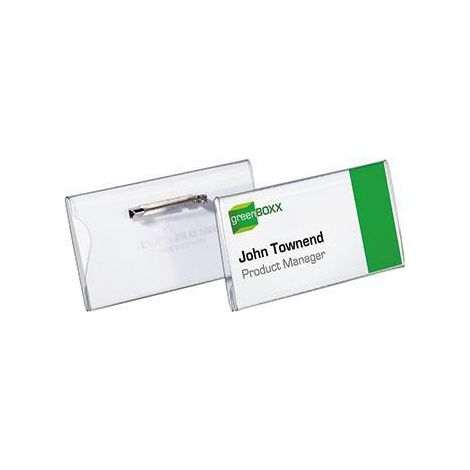 Namensschild 75 x 40 mm (B x H) Plattennadel transparent 100 St./Pack. (1/4)