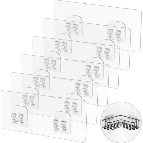6 Pièces Crochets Adhésifs Plastique Transparent Pour Étagère Douche Angle Support Lisse (1/5)