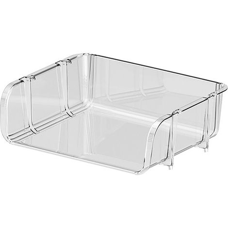 Organiseur de bureau transparent pour fournitures de bureau, étagère de rangement empilable pour dossiers et documents, format S (26,5 x 20,2 x 8 cm). (1/5)