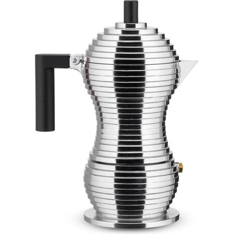 Alessi Pulcina MDL02/3 B Cafetera Espresso de Fundición de Aluminio, 3 Tazas, Negro