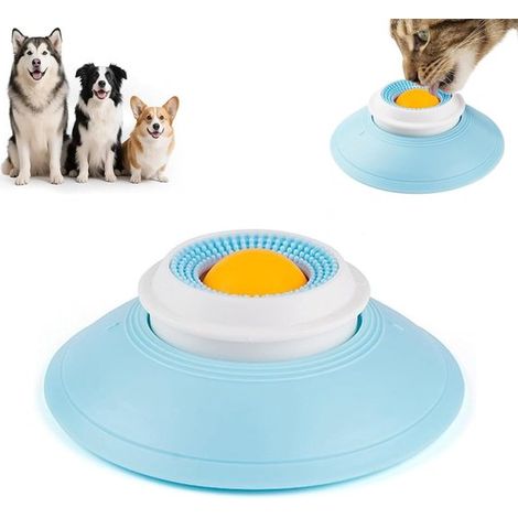 Gamelle anti-glouton pour chien et chat, tapis de léchage en silicone avec ventouses, mangeoire lente pour nourriture humide et friandises, stimulation mentale pour chiot et chaton, bleu (1/5)
