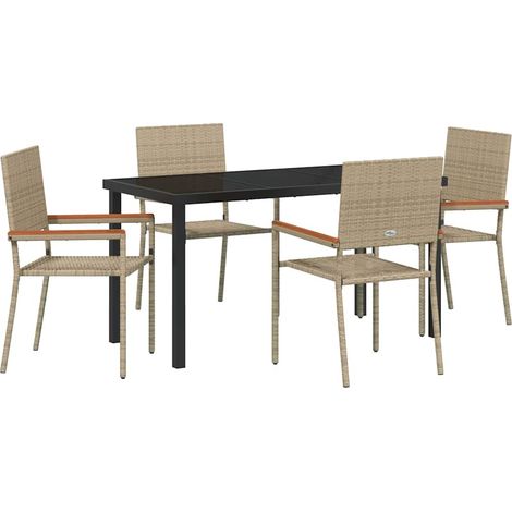 Maison Exclusive - Set da Pranzo per Giardino con cuscino 5 pcs Beige polyrattan (1/5)