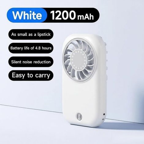 Mini ventilatore ultrasottile e leggero - ricaricabile tramite USB - portatile - silenzioso - sta in tasca e in borsa - bianco (1/5)