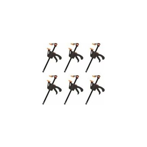 6-Pack F-Clamps, Quick and Easy Clamping, Woodworking Hand Tools, Wooden Doors (4 Inch)