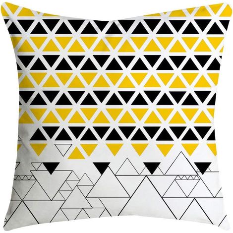 Housse carrée coussin décoratif polyester 45×45 cm, motif géométrique/rayures, pour canapé/lit/bureau/voiture