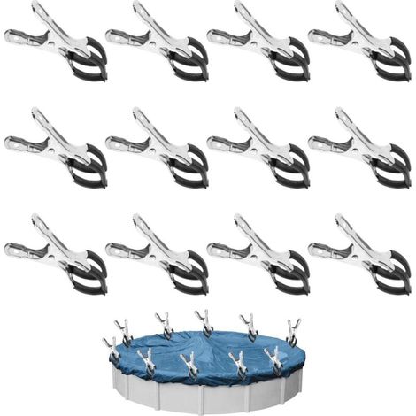 Set mit 12 Metallclips für Poolabdeckungen, Befestigungsclips für Gewächshäuser mit Schutzfolie, Clips für Aufstellpools, Hochspannungsclips für Poolabdeckungen