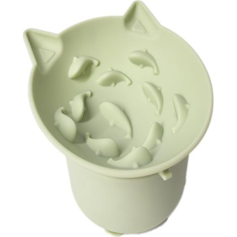 Elevated Cat Bowl, Silicone Dog Bowls for Food and Water, Wide Shallow Cat Food Dish, Whisker Fatigue, Lead & Cadmium Free, Great Height for Pet(Green) (1/5)