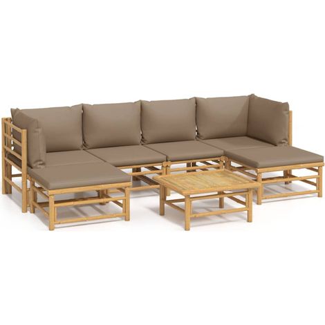 Maison Exclusive - Set Salotto da Giardino 7pz con Cuscini Tortora Bambù