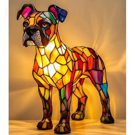 Lampe Nuit Chien - En Résine Colorée Mosaïque - Avec LED - Pour Chambre Ou Décoration Intérieure - 1 Pièce (1/5)
