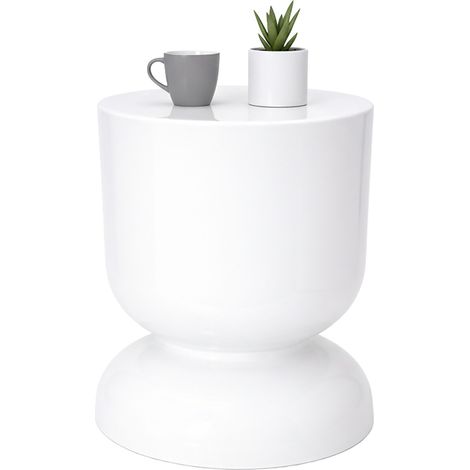 Relaxdays Beistelltisch, Sanduhr-Design, Wohnzimmer Dekoobjekt, Beistellhocker HxD: 46 x 36 cm, Podest, Metall, weiß