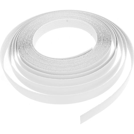 Cinta de cantos de PVC autoadhesiva, termofusible y de alta resistencia, en color blanco, fácil de cortar, para muebles, chapas y paneles decorativos. (1/5)