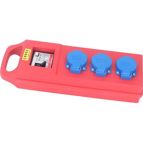 Tragbare Steckdosenbox mit 3 Positionen und 3 Löchern, Schutzart IP54, mobiler Stromverteilerkasten mit Fehlerstromschutzschalter, 200–250 V AC (1/5)