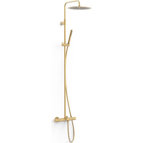 Ensemble de robinet thermostatique mural à 3 voies pour baignoire et douche Or Mat 24K - TRES 19031202OM