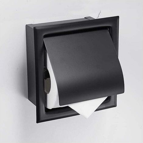 Porte Papier Toilette Encastré en Acier Inoxydable,Carrage Papier Salle Bain Portarroles Intégrées Noir (1/4)