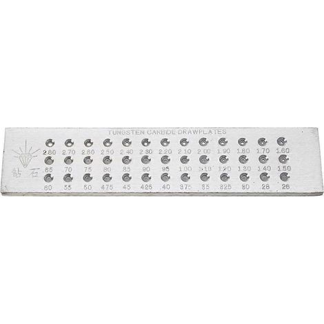 Ziehplatte für Schmuckdraht (0,26–2,8 mm), 39 Löcher, Wolframkarbid, Stahl, Runddraht