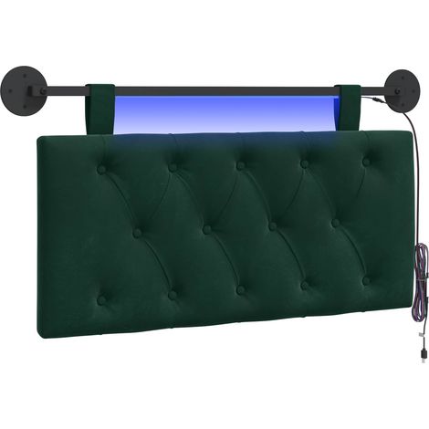 Testiera Testata del letto sospesa Con luce LED Verde Scuro Velluto (1/5)