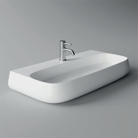 Lavabo Nur appoggio/sospeso 90x45 rettangolare in ceramica bianco