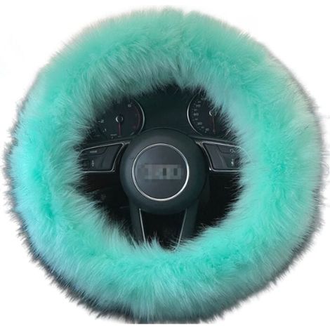 Plüsch-Kunstfell-Lenkradbezug für Auto, LKW, SUV, flauschiger Fleece-Handbremsenbezug, warmer Auto-Lenkradbezug, Grün (1/4)