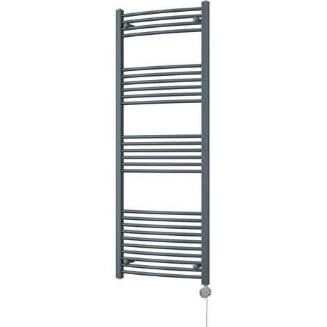 Zennor - Anthracite Electric Towel Rail H1600mm x W600mm Curved 800w Thermostatic (1/3)