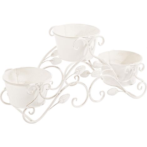 Coprivaso in acciaio verniciato a Emily 3 portavasi 61 x 20 x h 30 cm -Bianco (1/2)