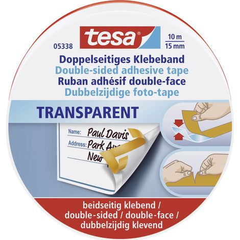 tesa 05338-00000-01 Doppelseitiges Klebeband Transparent (L x B) 10 m x 15 mm 1 St. (1/3)