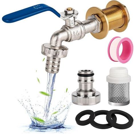 Robinet De Jardin 1/2" En Laiton Résistant À La Rouille Et Au Gel,Ibc Raccord Robinet Avec Raccord De Tuyau Robine Sortie D'arrêt Anti-Goutte Extérieur En Laiton (1/5)