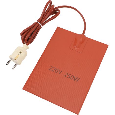 Tapis chauffant en silicone 150 x 200 mm, isolation 200 °C, coussin chauffant rapide en caoutchouc silicone pour équipements industriels et canalisations (1/5)