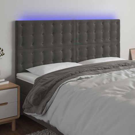 vidaXL Cabecero con luces LED terciopelo gris oscuro 160x5x118/128 cm (1/5)