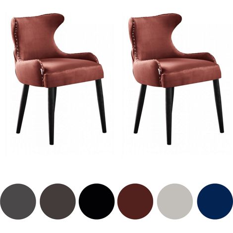 Juego de 2 sillas de comedor de terciopelo Oxford LUX - Silla tapizada para comedor, cocina - Rojo (1/5)