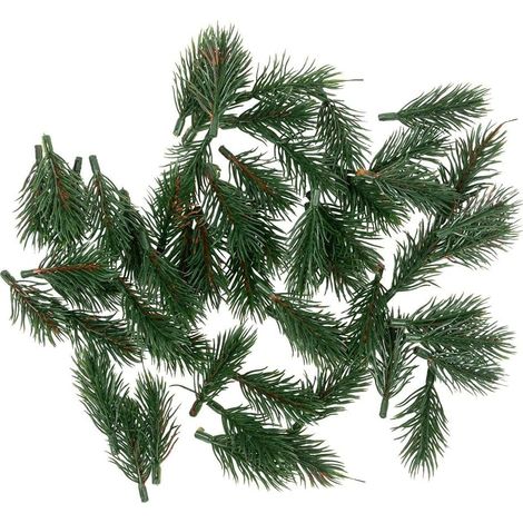 55 Deko-Tannenzweige, grün, 8 cm lang, 55 künstliche Tannenzweige, Adventskranz-Dekoration, Tannengrün (1/4)