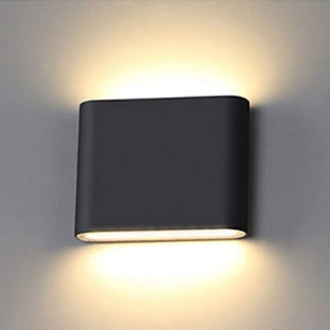 Aplique LED moderno de pared para exteriores, 6 W, de aluminio, apto para interiores y exteriores, IP65, luz blanca cálida (3000 K) (negro). (1/5)