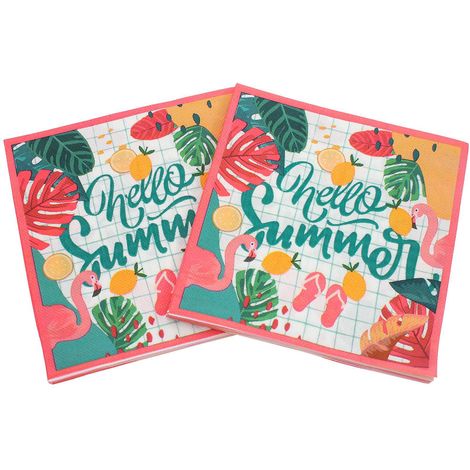 lot De 40 Serviettes En Papier Colores-serviettes De Table Imprimes Pour Une Fte Sur Le Thme De L't, Bricolage, Origami, Pour La Gastronomie, An (1/5)
