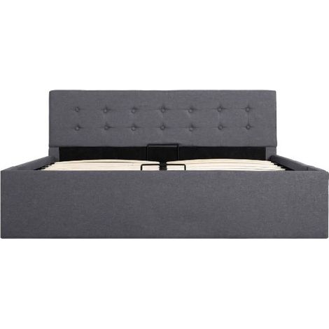 Lit coffre tissu gris foncé Rundo 140x200 (1/5)