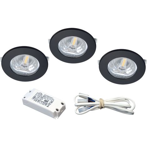 KIT S1200 LED Encastrés noirs avec LED G4 1,8W 3000K 150lm driver inclus ARIC 51362