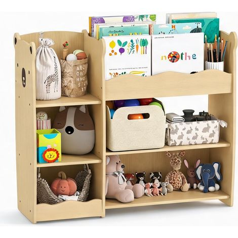 Étagère de rangement enfant aspect bois 92 cm forme d'ours en MDF (1/5)