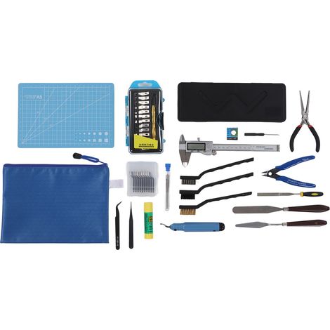 Kit d'outils pour imprimante 3D : entretien, nettoyage, couteau de sculpture, lime, aiguille, pied à coulisse (1/5)