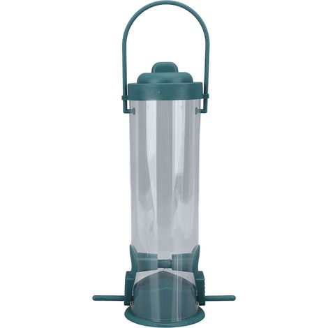 Mangeoire à oiseaux suspendue transparente en plastique, 2 ouvertures, distributeur pour mésanges, jardin, terrasse, extérieur (1/5)