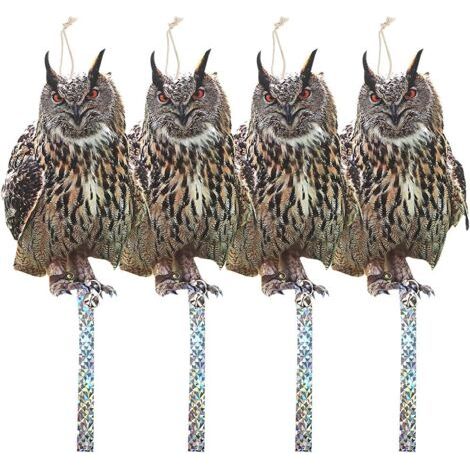 Lot de 4 Effaroucheur Oiseaux avec Bande Repulsive Anti Pigeon Répulsif Oiseaux, Carton Epouvantai Effrayeur D'oiseaux,Hiboux (1/5)