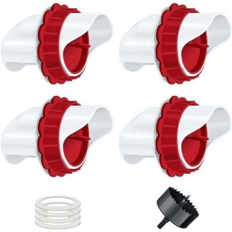 QORVA
-Mangeoire Poules, Mangeoire Poule Automatique, 4 Ports DIY Mangeoire à volaille Gravité Kit pour Seaux Tonneaux Bacs..