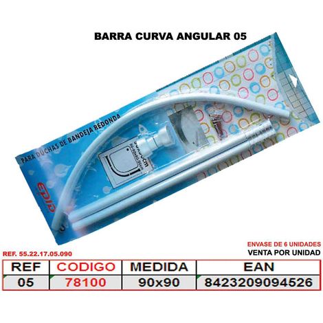 EPID Barra curva angular para cortina de baño 90x90 fabricada en PVC color blanco