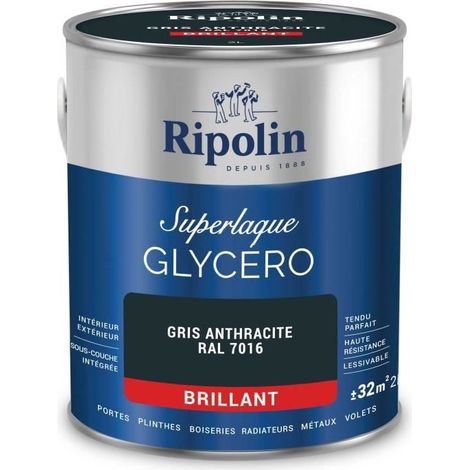 Laque glycéro gris anthracite RAL 7016 brillant - RIPOLIN - 2 L