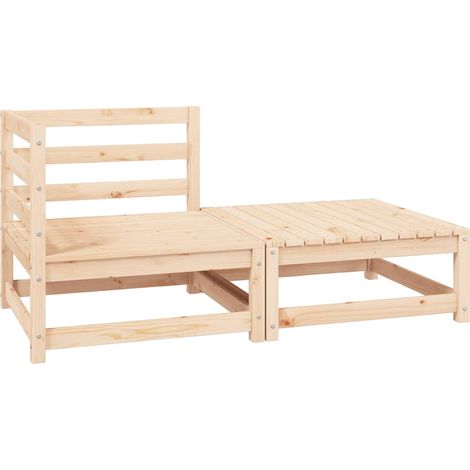 Salon de jardin 2 pcs Contemporain, Ensemble repas de jardin, avec coussins Bois de pin massif OIB2852E (1/3)