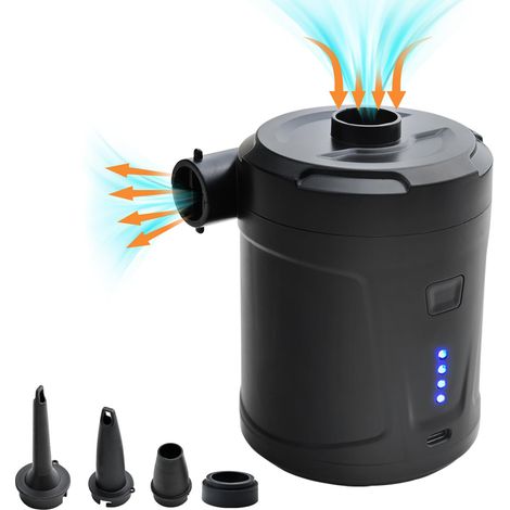 Pompe à air portable avec batterie de 5200 mAh, gonfleur à remplissage rapide, dégonfleur USB rechargeable, pour matelas pneumatiques, barques et appareils photo. (1/5)