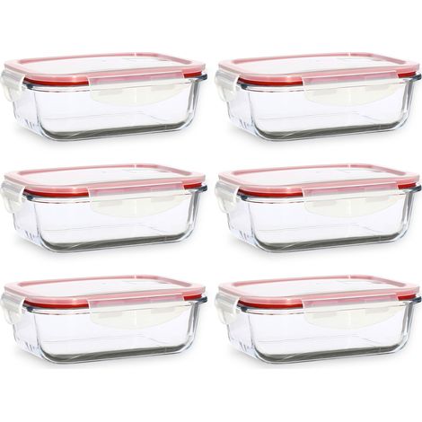Lot de 6 boîtes hermétiques en verre 630ml, CLÉMENTINE
