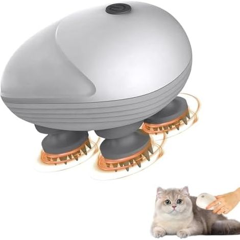 Masseur Cuir Chevelu Électrique Sans Fil, 4 Têtes Pétrissage Silicone IPX7, Chien Chat Corps Croissance (1/5)