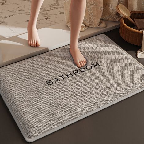 Tappeto da bagno in lino tessuto, spesso e assorbente, antiscivolo, ideale per bagno, toilette o ingresso – 40 x 60 cm