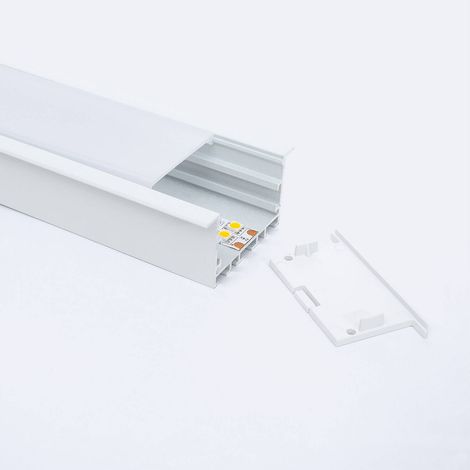 Profilo in Alluminio Architettonico Grandi Dimensioni con Copertura Continua per Strisce LED fino a 40 mm Bianco traslucido Bianco 2 m (1/5)