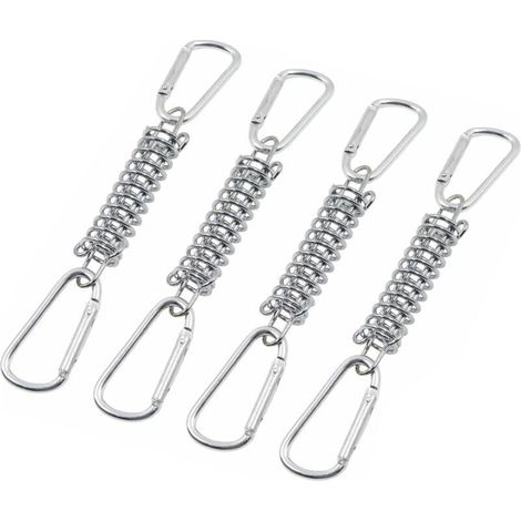Fissaggio a molla per tende da sole - Accessori di fissaggio per vele ombreggianti in acciaio inox con 4 molle elicoidali e 8 moschettoni per tende, verande e campeggio, 4 pezzi.